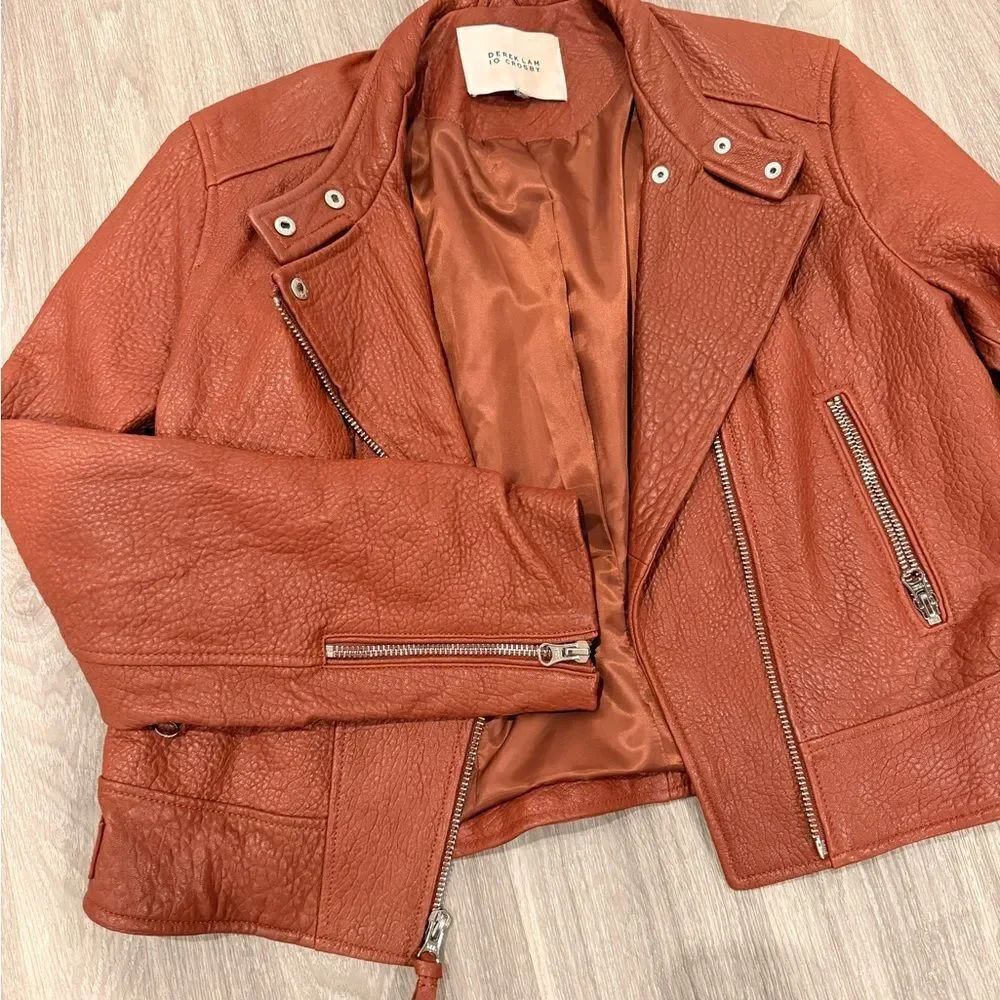 RARE FIND - 10 Crosby Derek Lam Women's Rust Leather Jacket